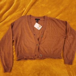 Forever 21 cropped and ribbed brown cardigan NWT